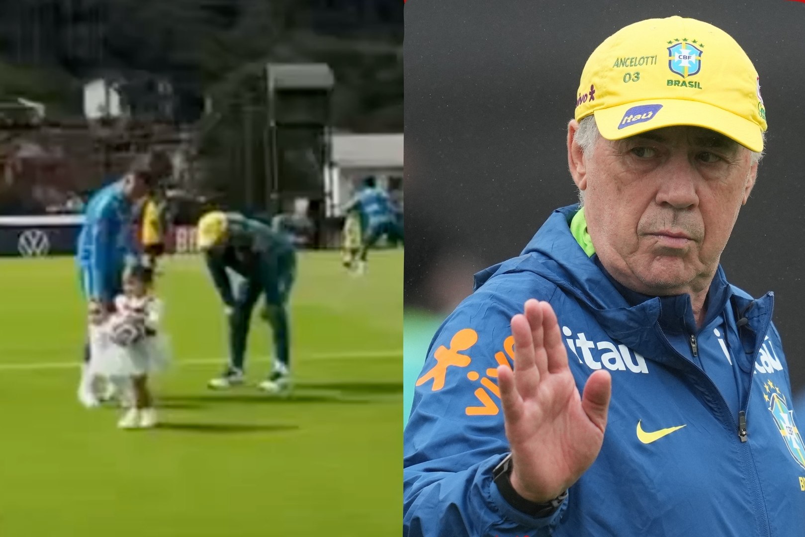 Carlo Ancelotti Shares Adorable Moment With Neymar Daughters at Brazil Training